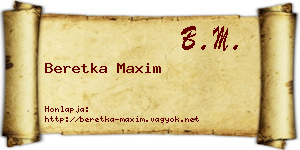 Beretka Maxim névjegykártya
